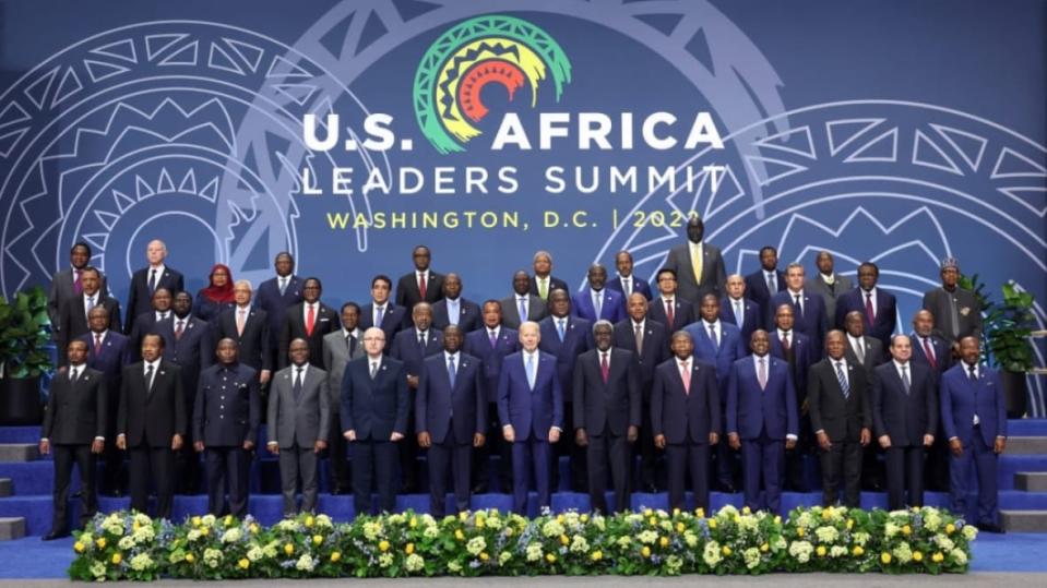 President Joe Biden (center) poses with African leaders during the U.S.-Africa Leaders Summit on Dec. 15, 2022, in Washington. Pan-African advocate Joseph Tolton called Harris’ trip this week to the Bahamas and White House reengagement in the Caribbean a sign the administration wants “an approach with nations of the global south and Black-led nations that are guided by a sense of equity and mutual respect.” (Photo: Kevin Dietsch/Getty Images)