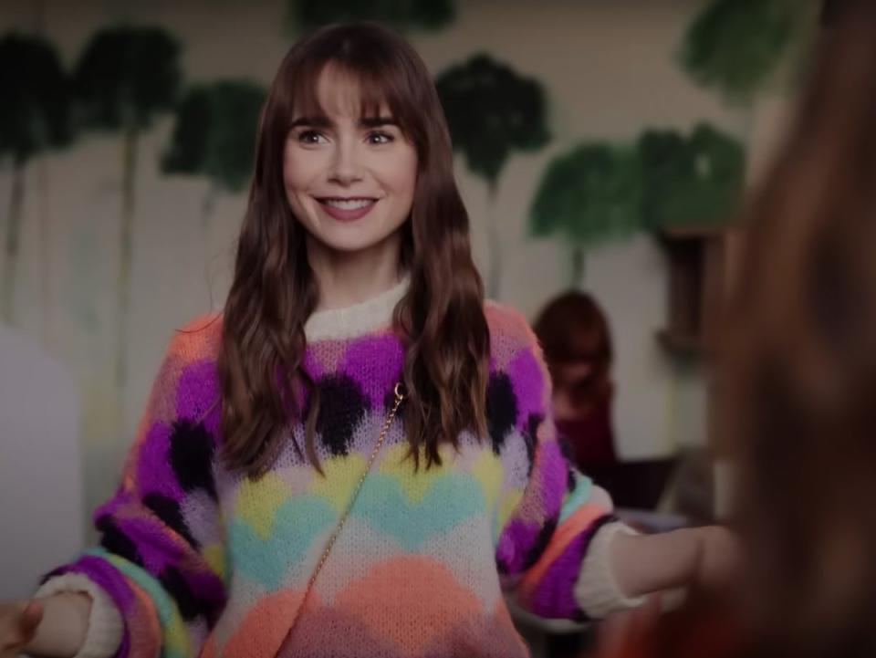 Emily, played by Lily Collins, often wears bright, statement pieces in the series (Netflix)