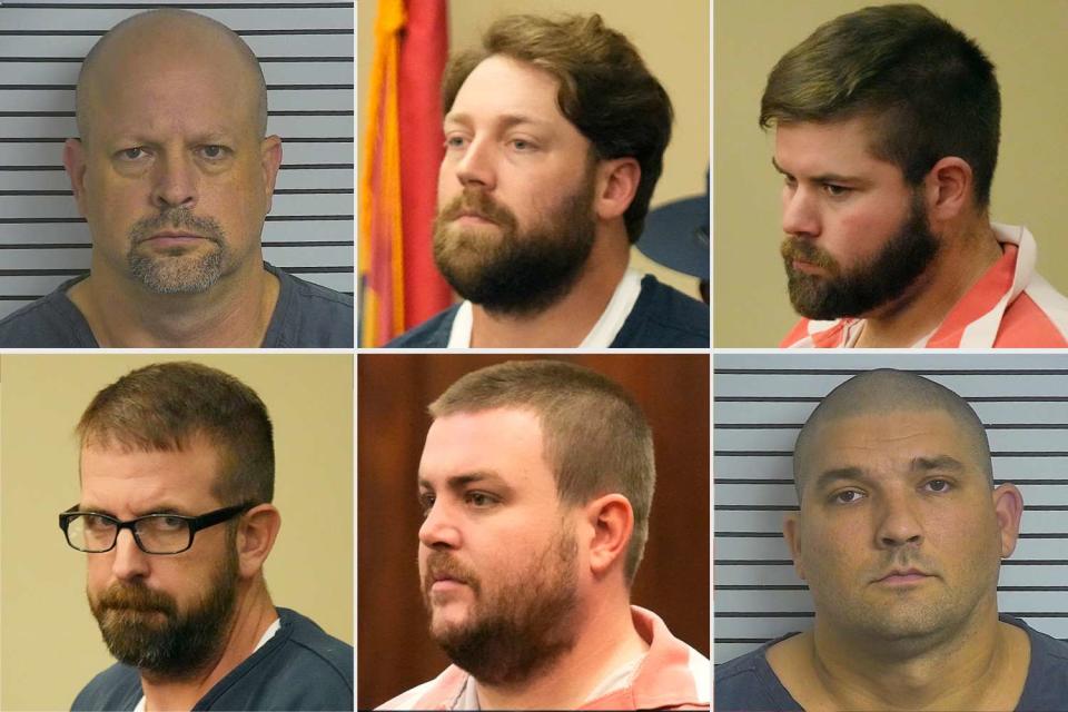 <p>AP Photo</p> Brett McAlpin, Hunter Elward, Daniel Opdyke, Jeffrey Middleton, Christian Dedmon and Joshua Hartfield.