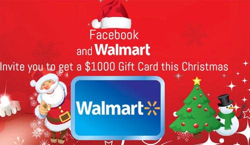 Ad offering a $1,000 Walmart gift card