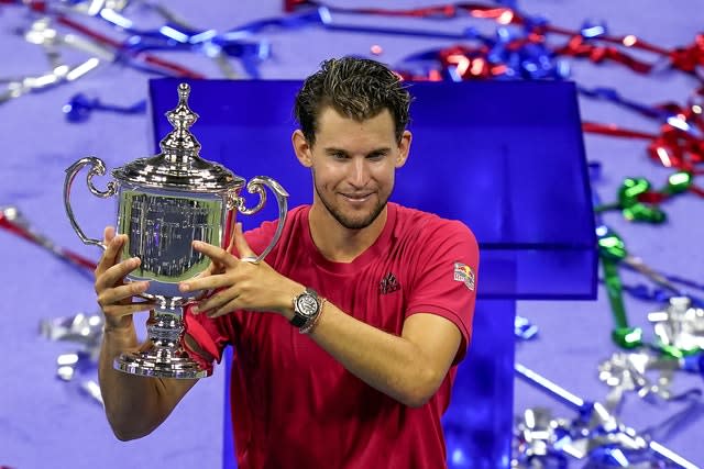 Dominic Thiem holds the US Open trophy