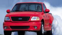 <p>Ford decided it would be a good idea to plop a supercharged V-8 under the hood of the mid-1990s F-150, creating the SVT Lightning. The result was a tire-smoking 380 horsepower and 450 lb-ft of torque, and a blistering 5.2-second 0-60 time. <a href="https://www.ebay.com/itm/2000-Ford-F-150-SVT-Lightning/164281127704?hash=item263feb1318:g:la4AAOSw2QZe7tAx" rel="nofollow noopener" target="_blank" data-ylk="slk:Here's one;elm:context_link;itc:0;sec:content-canvas" class="link ">Here's one</a> up for bidding right now on eBay. </p>