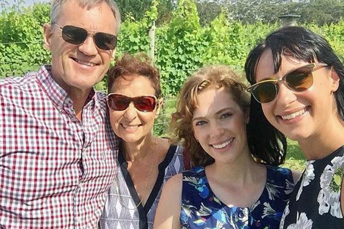 (From left) Lars, Vivian, Annabelle and Jessica Falkholt smile during their Christmas Day celebrations - one day before they were involved in a horrific car crash on the NSW coast. Source: Facebook