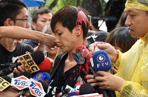 Hong Kong democract activist Denise Ho was attacked with red paint in Taipei