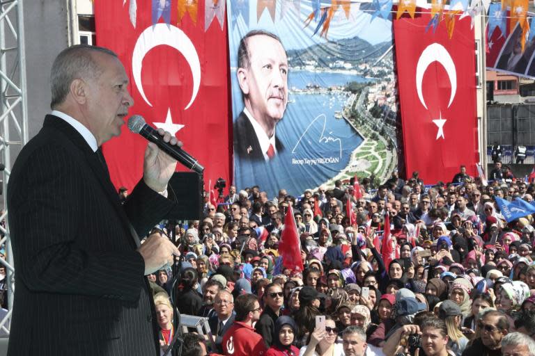 Turkish president condemned for showing New Zealand mosque attack footage at campaign rallies