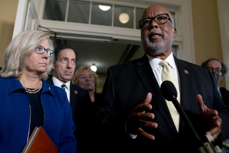 Representative Bennie Thompson, a Democrat from Mississippi and chairman of the Select Committee to Investigate the January 6th Attack on the U.S. Capitol, speaks to members of the media outside a hearing in Washington, D.C., U.S., on Tuesday, July 27, 2021. Seven House Democrats and two Republicans today launch what they say will be the fullest investigation yet of the Jan. 6 insurrection at the U.S. Capitol, an inquiry that could drag the issue into next year's midterm election campaign. Photographer: Stefani Reynolds/Bloomberg via Getty Images / Credit: Bloomberg
