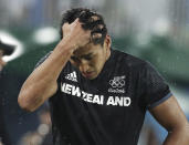 <p>Rieko Ioane of New Zealand reacts after a loss to Fiji in a men’s rugby quarterfinal at the Rio Olympics on August 10, 2016. (REUTERS/Phil Noble) </p>