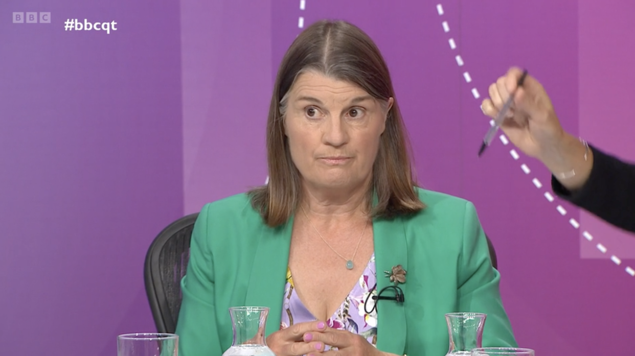 Rachel Maclean had to backtrack and admit the Network Rail  letter didn't actually guarantee there would be no compulsory redundancies. (BBC/Question Time)