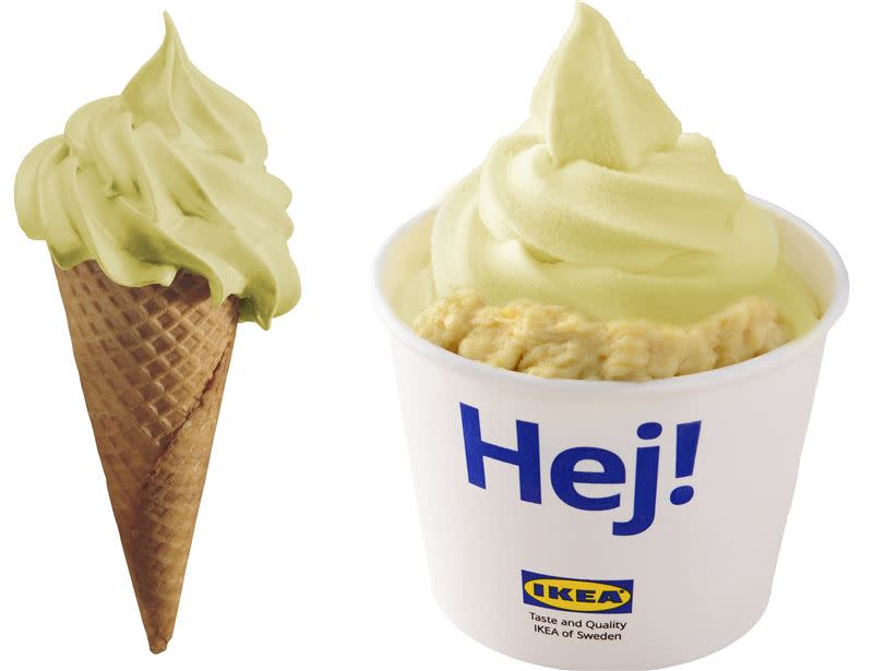 IKEA「榴槤風味霜淇淋」強勢回歸，除了霜淇淋本體還有榴槤泥，共有3品種榴槤泥輪番推出。（圖／IKEA 提供）