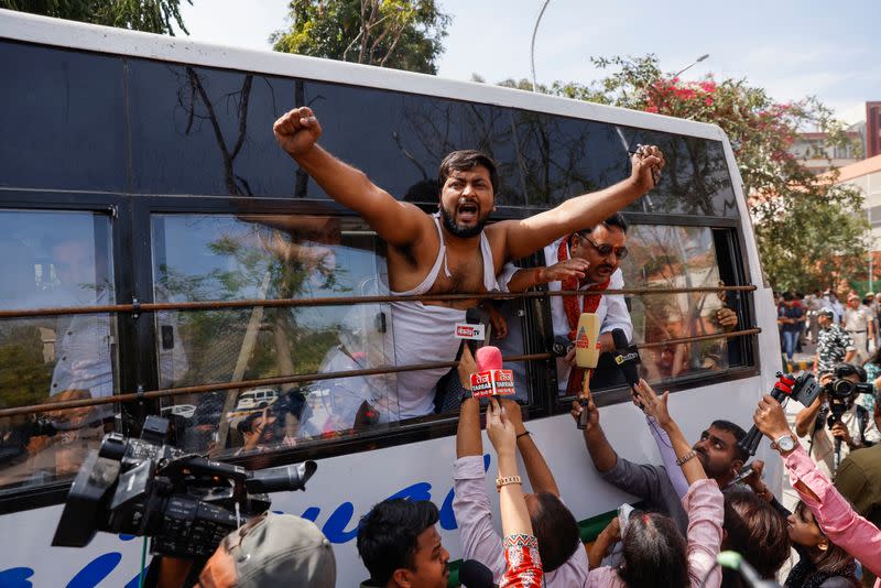 Protest by supporters of the Aam Aadmi Party (AAP) in New Delhi