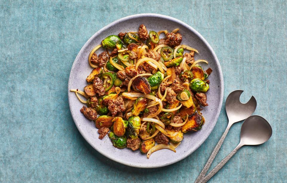 Five-Spice Brussels Sprouts and Sausage Stir-Fry