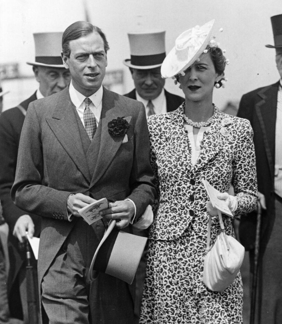 The Duke of Kent, younger son of King George V and Queen Mary, at Epsom races for the Derby stakes on May&nbsp;24, 1939. He is with his wife, Marina, Duchess of Kent, who was the&nbsp;daughter of Prince Nicholas of Greece.