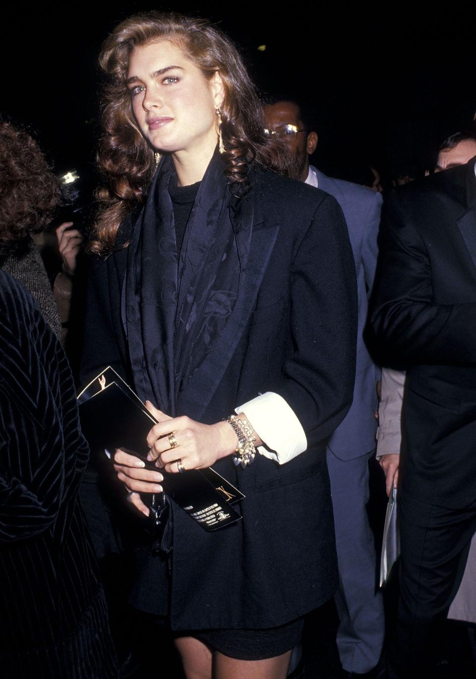 Brooke Shields attending a movie premiere in 1987.