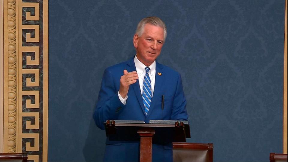 PHOTO: This image from Senate Television video shows Sen. Tommy Tuberville, speaking on the Senate floor, Nov. 1, 2023. (AP)