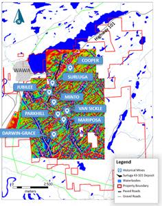 43-101 Property Historic Mine Locations