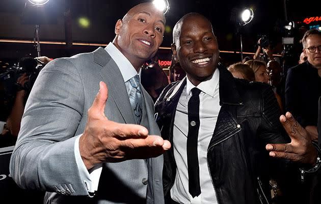 Tyrese and The Rock. Source: Getty