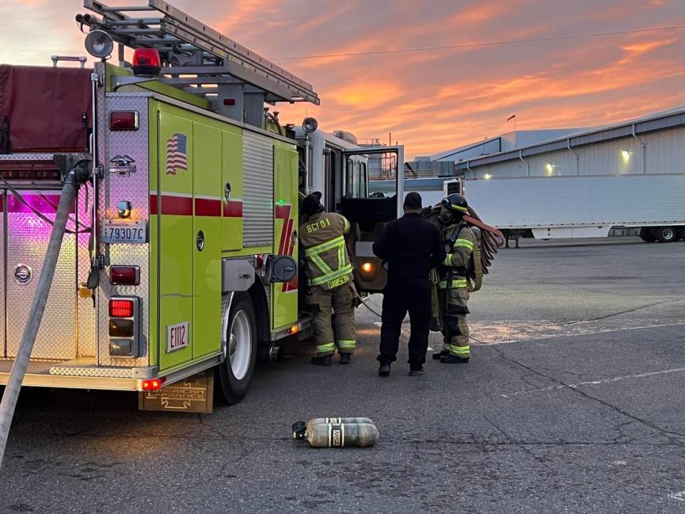 Crews from Benton County Fire District 1 began battling a fire at a freezer warehouse in Finley at about 5 a.m. on Sunday.