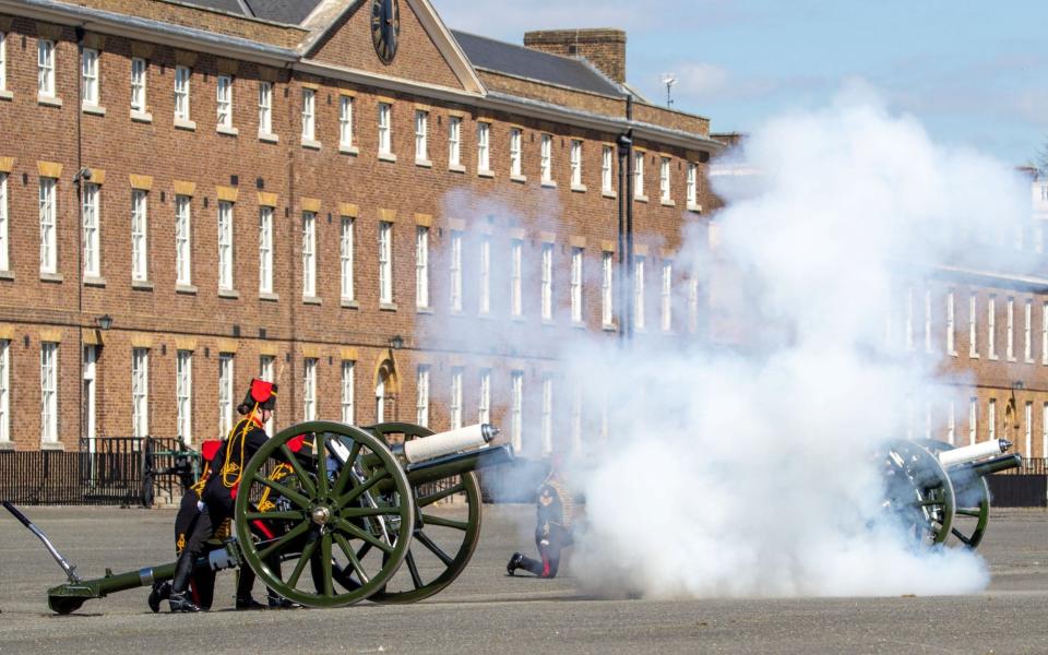 Members of The King's Troop Royal Horse Artillery fire a gun salute to mark the start of the National Minute's Silence.  - Ministry of Defence