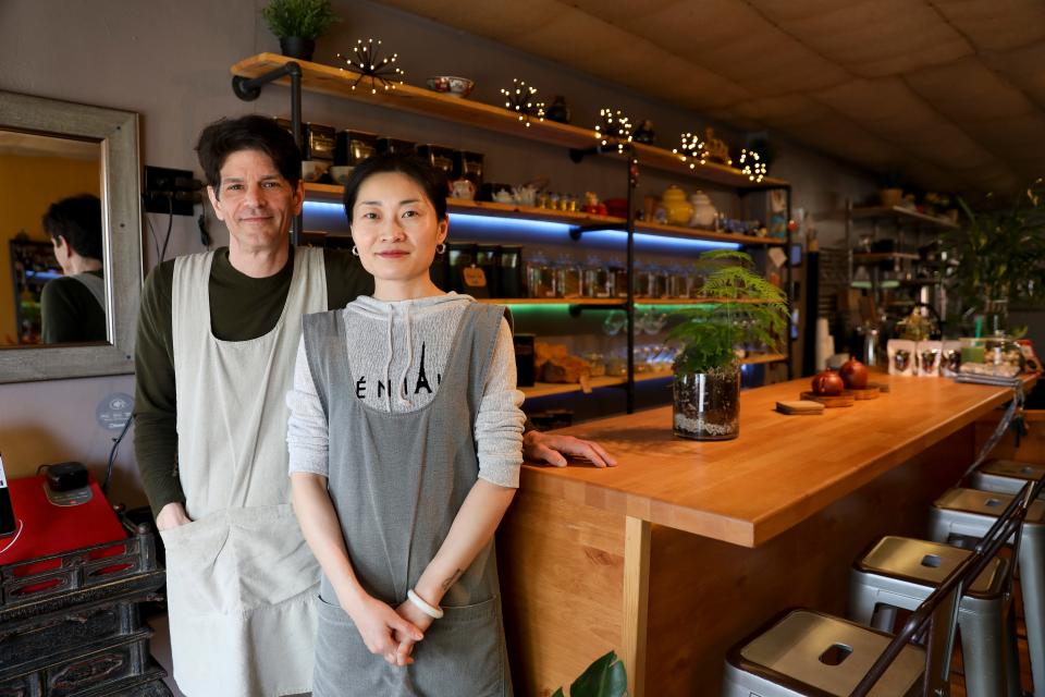 Jody and Candy Riggs own Wabi Sabi Tea at 1215 Commercial St. SE in Salem, Ore. The tea house offers a variety of loose leaf teas and makes speciality made-to-order drinks.