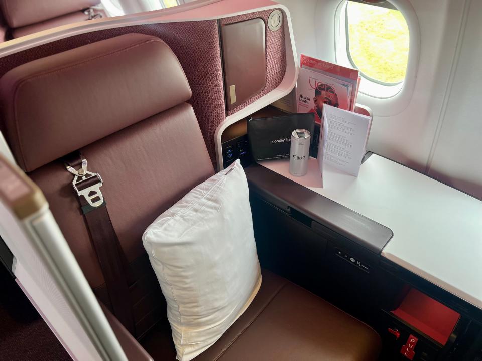 on board a Virgin Airbus A330neo at the 2024 Farnborough Airshow.