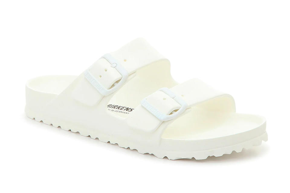 white sandals, double strap, birkenstock