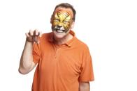 <p>We love it when dads (and dudes in general!) get in on the Halloween face paint action. Paired with an orange shirt from the closet, this tiger face paint idea is just plain fierce. </p>