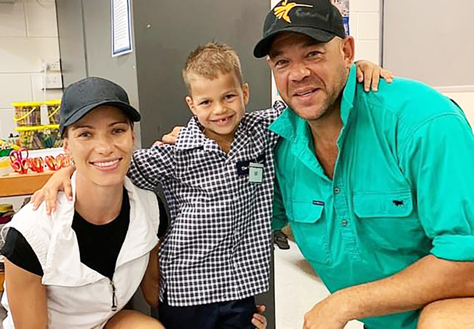 Andrew Symonds, pictured here with wife Laura and son Billy. 