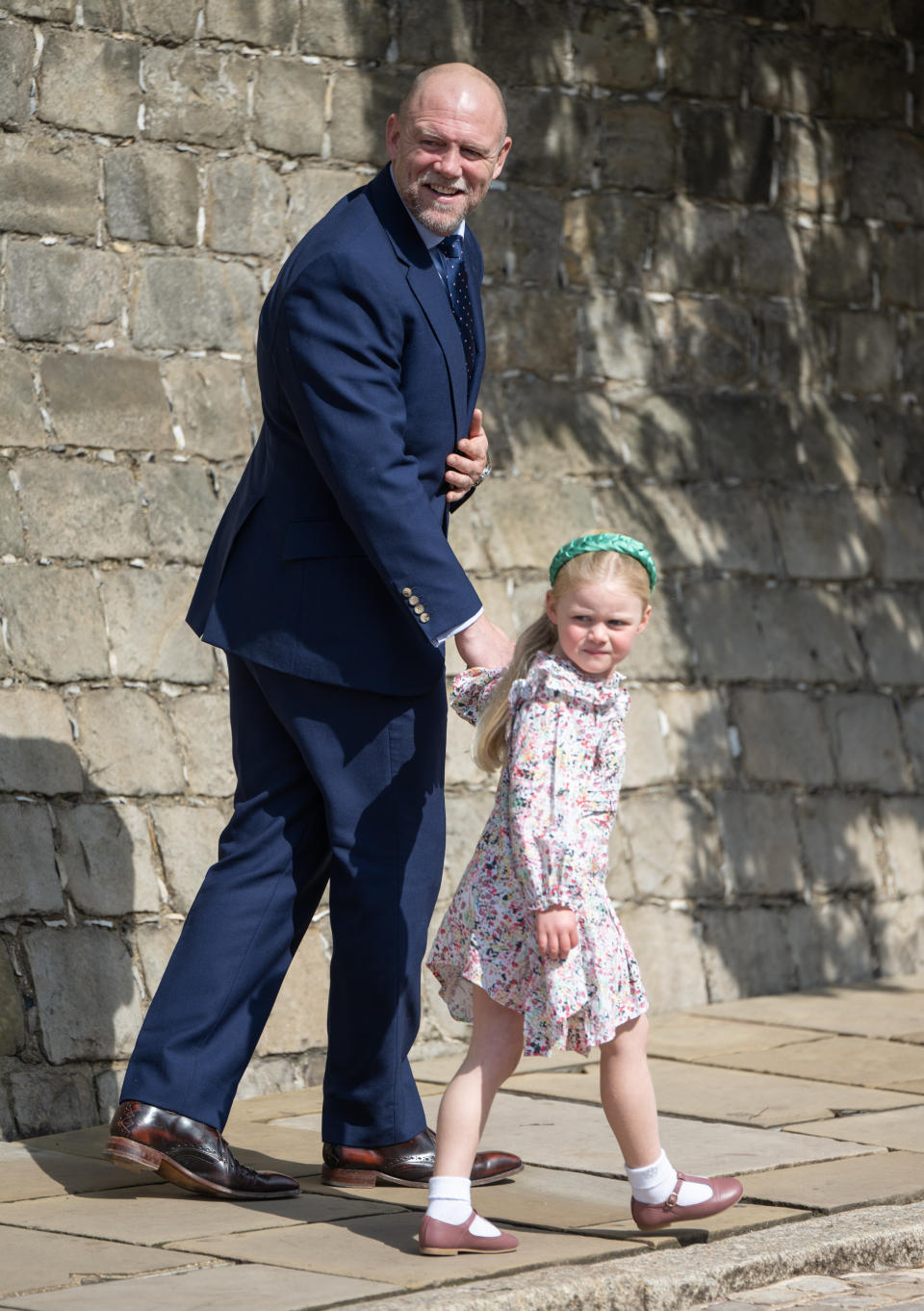 WINDSOR, ENGLAND - APRIL 09: Mike Tindall and Lena Tindall  attend the Easter Mattins Service at Windsor Castle on April 09, 2023 in Windsor, England. (Photo by Samir Hussein/WireImage)