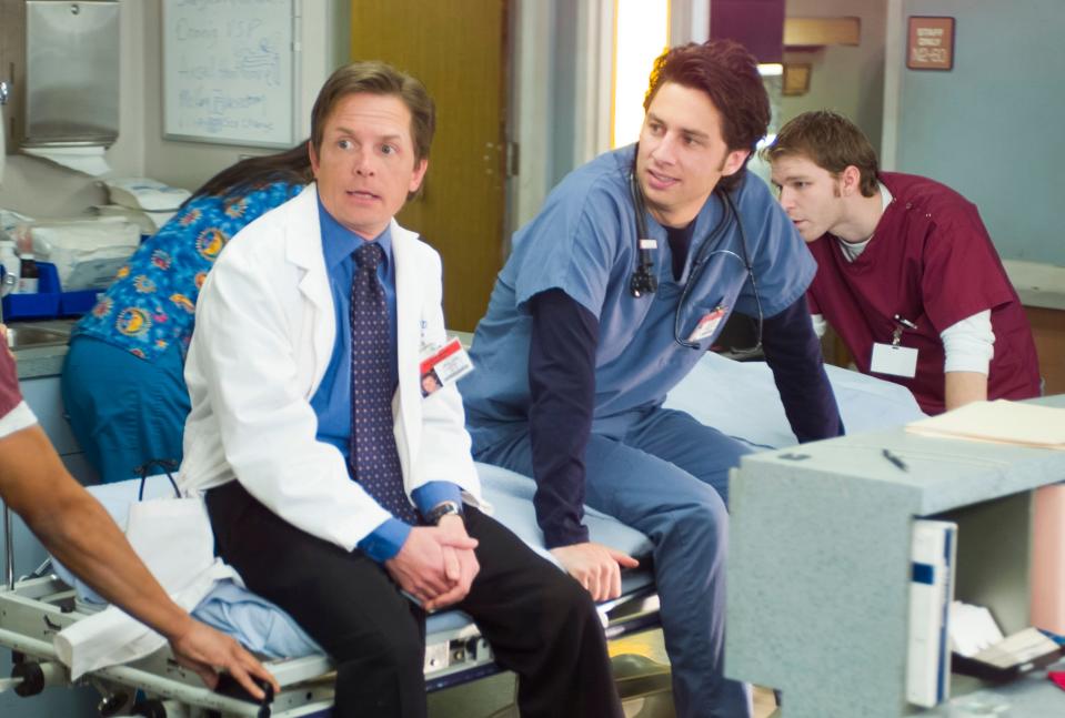 Michael J. Fox and Zack Braff on "Scrubs" in December 2003.