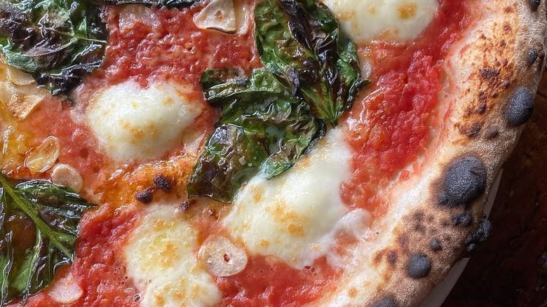 Neapolitan pizza with basil