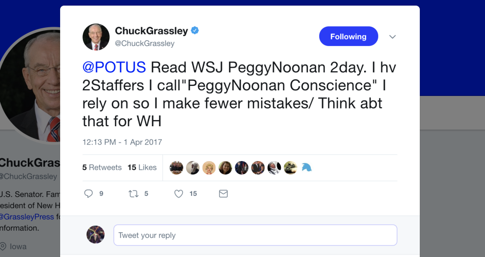 Chuck Grassley’s Yearlong, One-Sided Twitter Conversation With President Trump