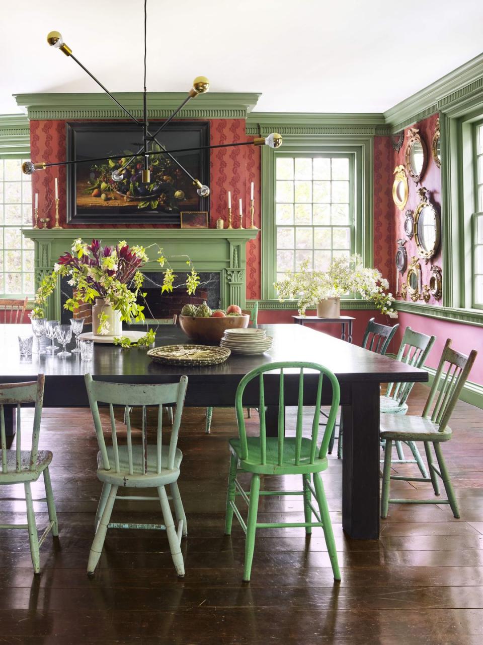 beekman boys red and green dining room