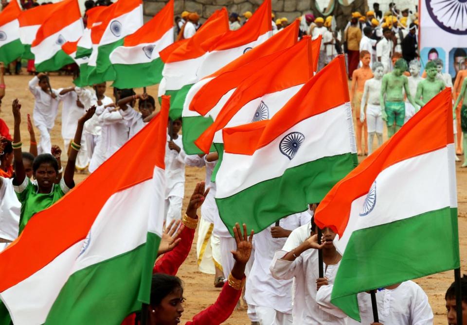 Celebration: The festivities in India (EPA)