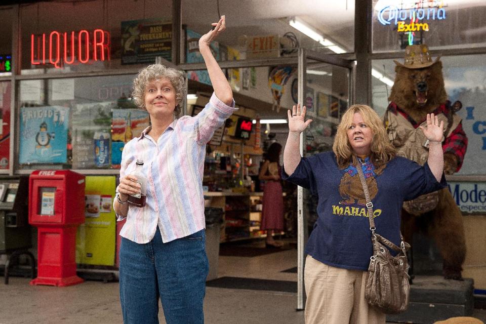 This image released by Warner Bros. Pictures shows Susan Sarandon, left, and Melissa McCarthy in a scene from "Tammy." (AP Photo/Warner Bros. Pictures, Michael Tackett)