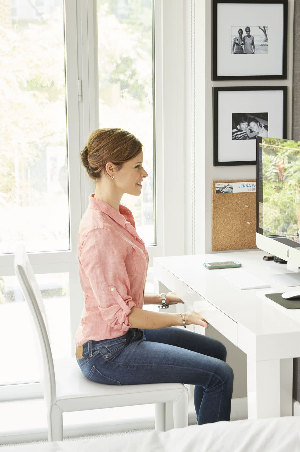 While sitting at a desk: Do desk pushes.