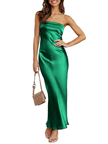 Caracilia Satin Tube-Top Backless Dress on Amazon