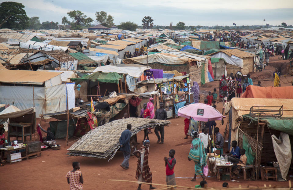 FILE - This Sunday, May 14, 2017 file photo shows the U.N. Protection of Civilians camp in Wau, South Sudan. The United Nations peacekeeping mission in South Sudan said on Friday, Sept. 4, 2020 that it has begun withdrawing its troops and police from the protection of civilians camps that continue to shelter more than 180,000 people two years after the end of the country's civil war. (AP Photo, File)