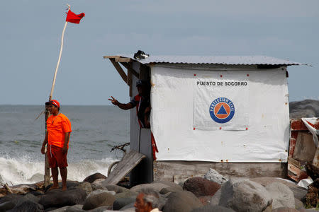 Lifeguards are pictured at a lifeguard post ahead of Hurricane Katia in Veracruz, Mexico, September 7, 2017. REUTERS/Victor Yanez