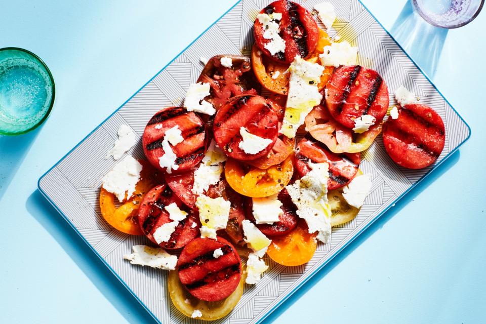 3-Ingredient Grilled Watermelon, Feta, and Tomato Salad