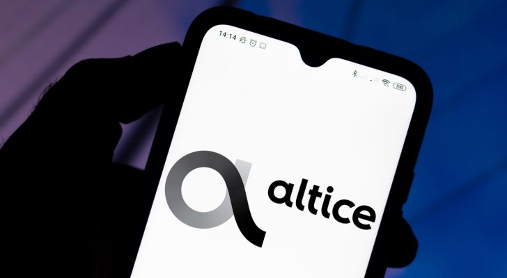 In this photo illustration the Altice USA (ATUS) logo seen displayed on a smartphone