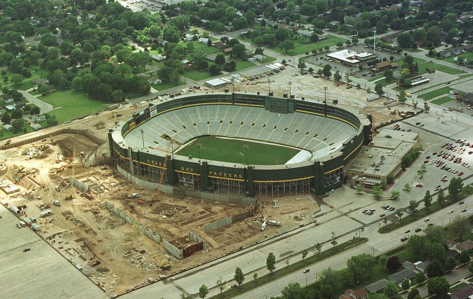Lambeau Field on June 8, 2001, when the taxpayer-funded renovation was underway.