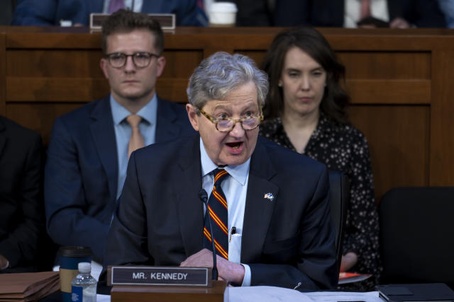 Sen. John Kennedy, R-La., gives an opening statement as Democrats on the Senate Judiciary Committee hold a hearing in response to recent criticism of the ethical practices of some justices of the Supreme Court, at the Capitol in Washington, Tuesday, May 2, 2023. Associate Justice Clarence Thomas has been criticized for accepting luxury trips nearly every year for more than two decades from Republican megadonor Harlan Crow without reporting them on financial disclosure forms. (AP Photo/J. Scott Applewhite)