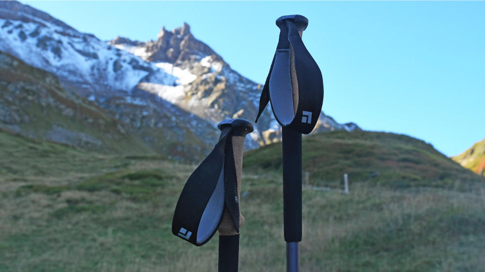 Black Diamond Trail Cork Trekking Poles in the mountains