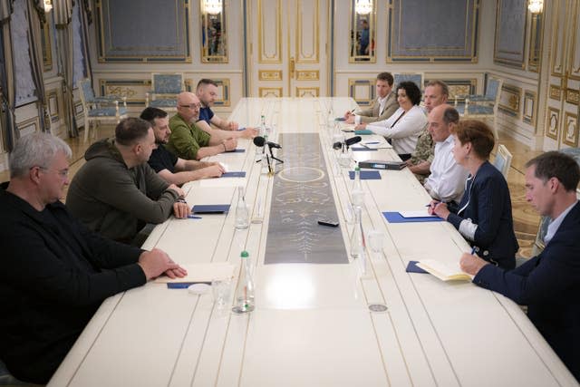 Ben Wallace (centre right) meeting with Ukraine Volodymyr Zelensky during talks in Kyiv in 2022 