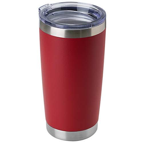 29) DOMICARE 20oz Stainless Steel Tumbler Bulk with Lid, Double Wall Vacuum Insulated Travel Mug, Powder Coated Coffee Cup (Red, 1)