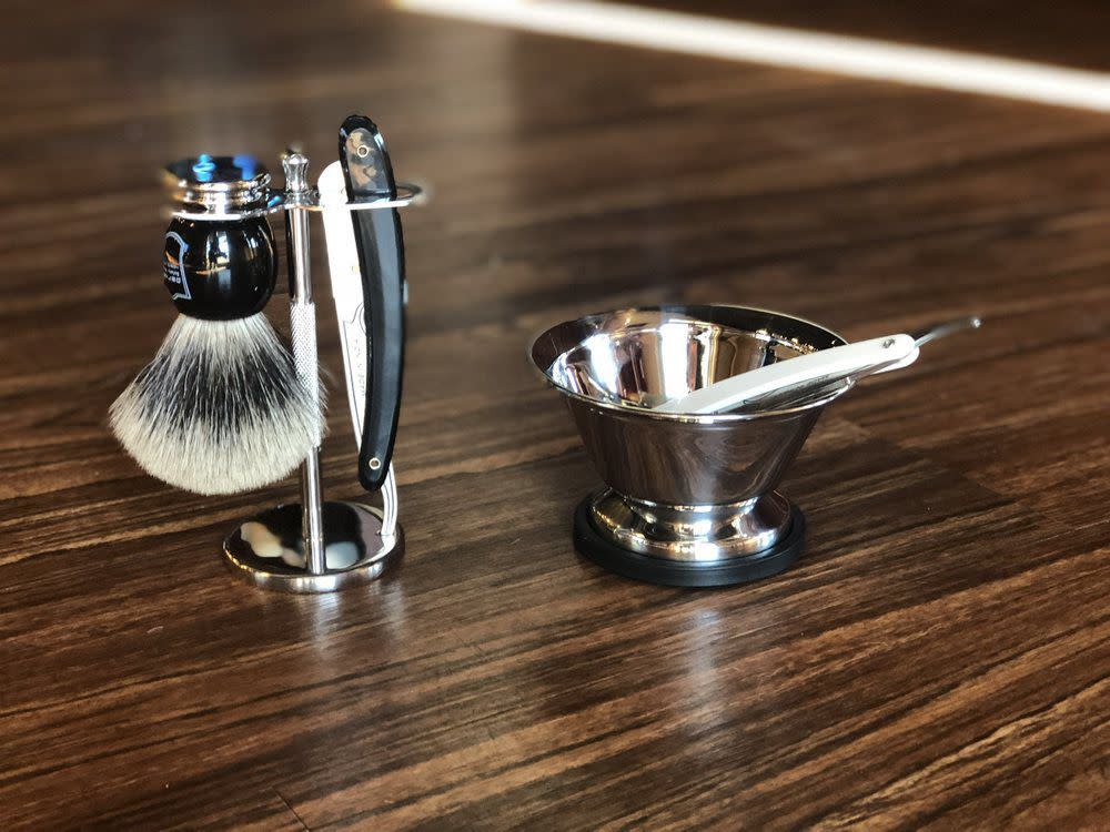 Shaving supplies at Frank's Gentlemen's Salon in Denver