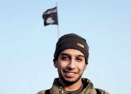 An undated photograph of a man described as Abdelhamid Abaaoud that was published in the Islamic State's online magazine Dabiq and posted on a social media website. REUTERS/Social Media Website via Reuters TV