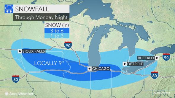 Midwest Snow Map 2.5 AM