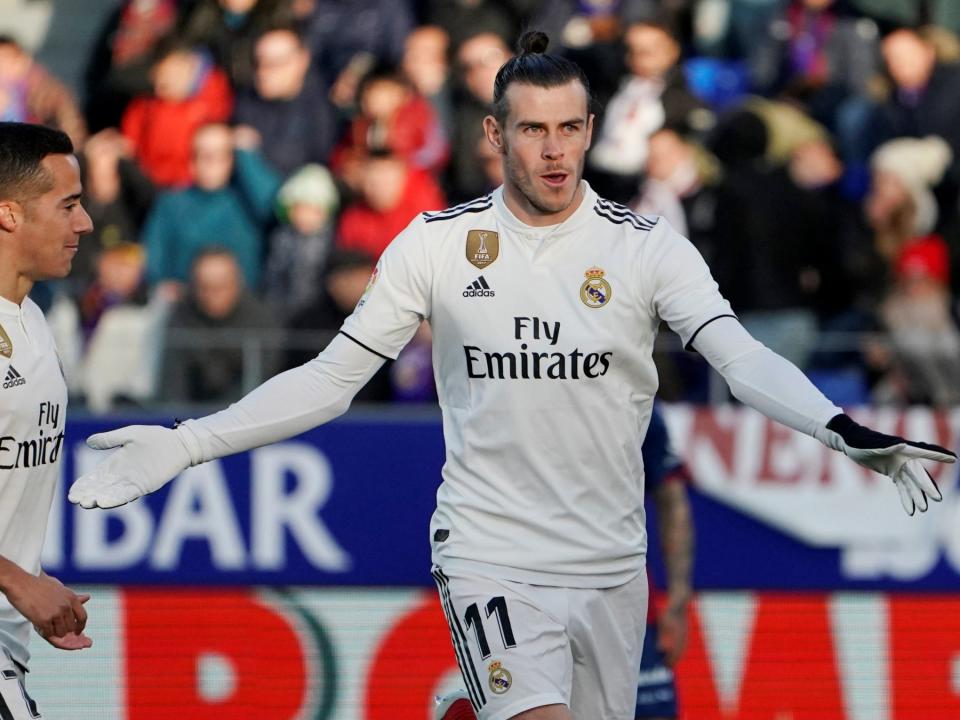 Gareth Bale celebrates putting Real Madrid in front: Reuters