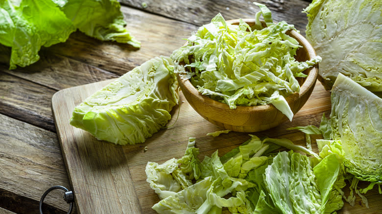 sliced raw green cabbage